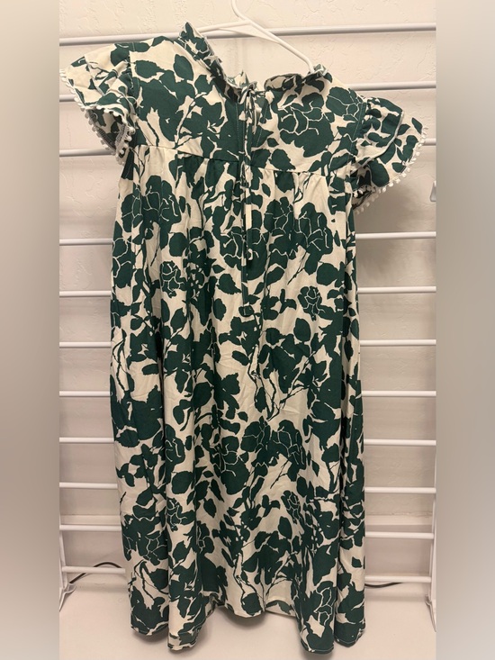 Dresses & Skirts - Green and White Floral Puff-Sleeve Women’s Dress